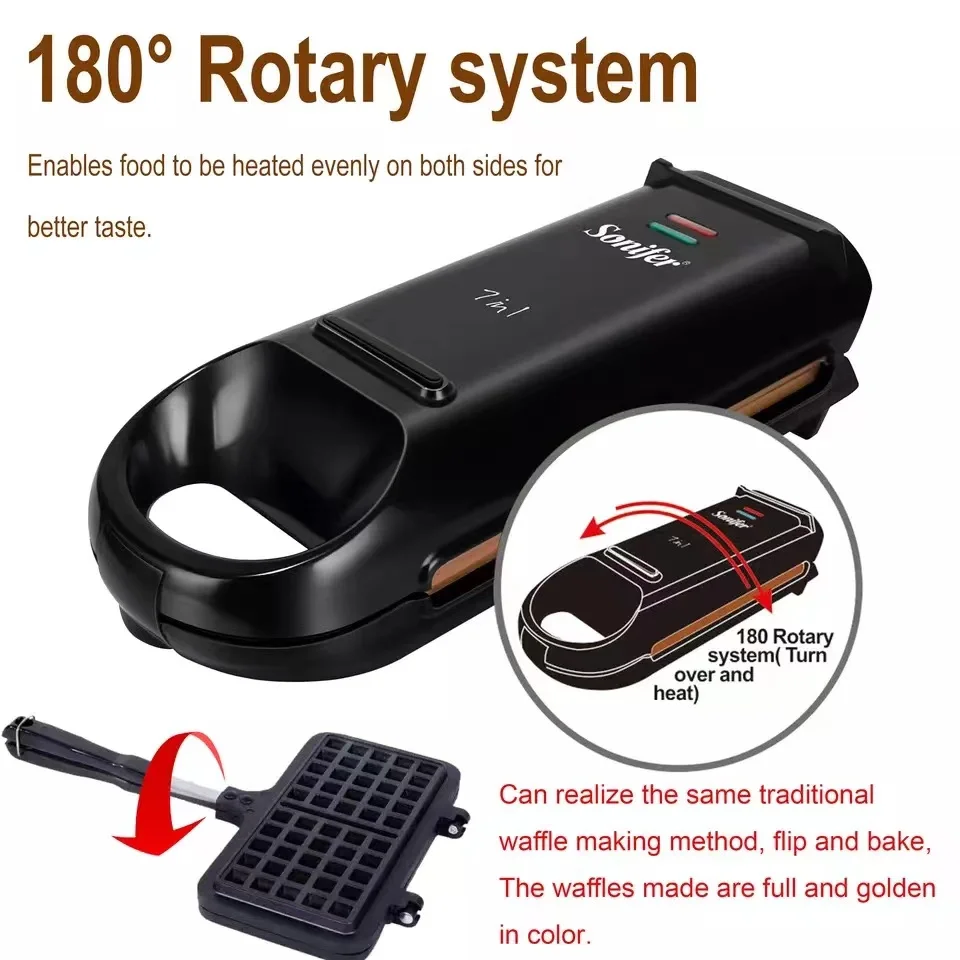 Sonifer SF-6121 home appliances multi plates for donut egg electric breakfast waffle sandwich maker 5 in 1