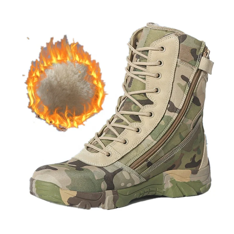 YAKEDA Waterproof Snow Hiking Camouflage Botas Tactico Thermal Fleece Tactical Winter Boots for Men