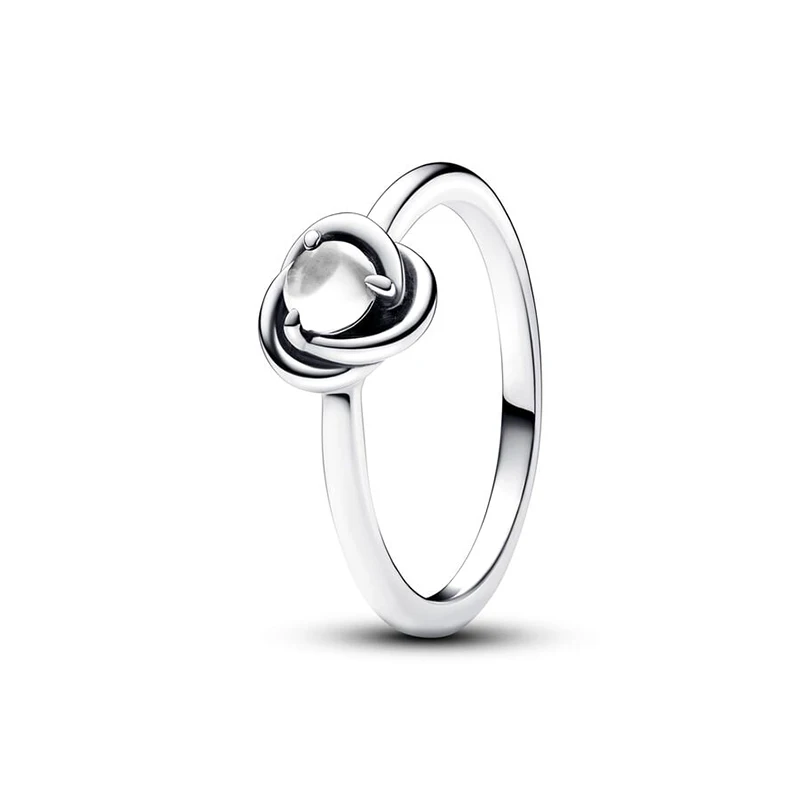 New 925 Sterling Silver 12 Colors Months Birthstone Eternity Circle DIY Rings Original Pan Fine Women Jewelry Birthday Gift