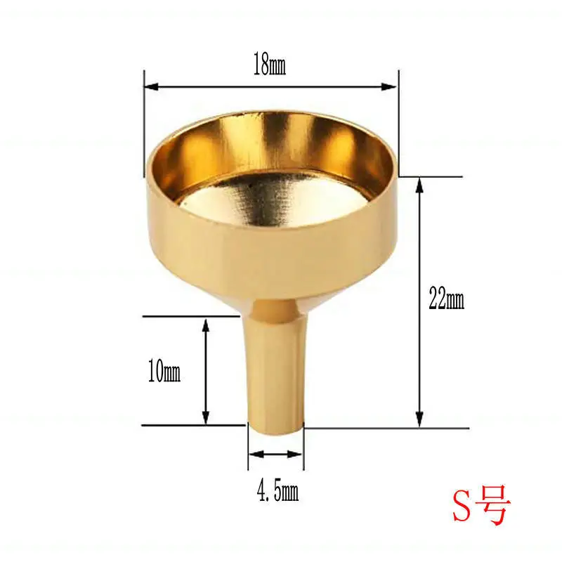 wholesale Cosmetic Small Aluminum perfume refilling funnel gold silver black color aluminum metal perfume funnel