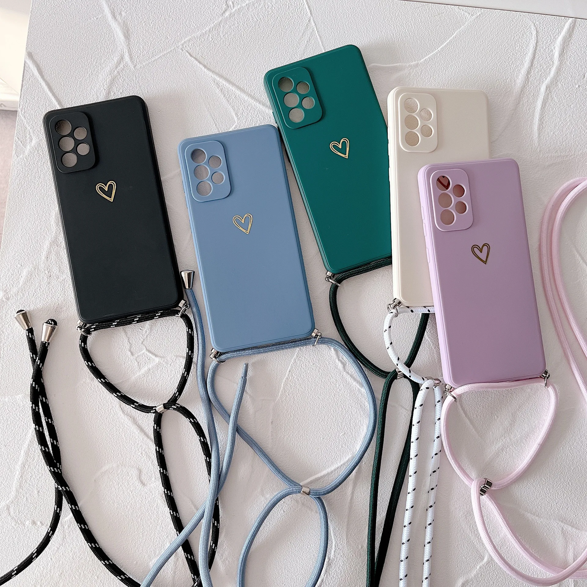 New design silicone phone covers case for samsung s22 s21 A53 A51 A71 A32 with crossbody chain lanyard