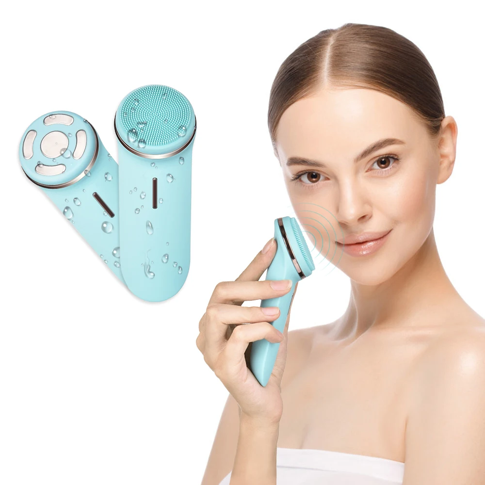 Waterproof EMS Portable Electric Silicone Deep Clean Sonic Cleanser Rechargeable  Face Scrub Device Facial Cleansing Brush