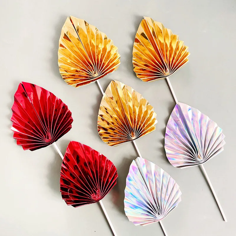 Wholesale Kids Party Cake Topper Cake Decoration Leaf Folding Fan Birthday Cake Topper