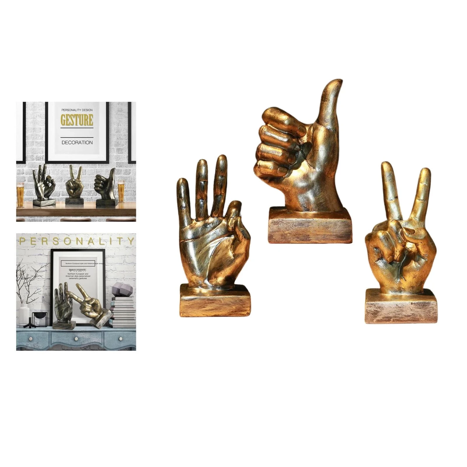 Resin victory hand gestures sculpture tabletop crafts home decorations resin hands statue