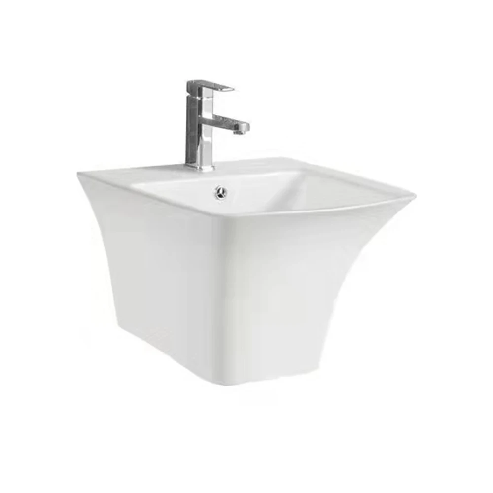 High Grade single piece bathroom luxury western style face washing wall hung basin Lavabo