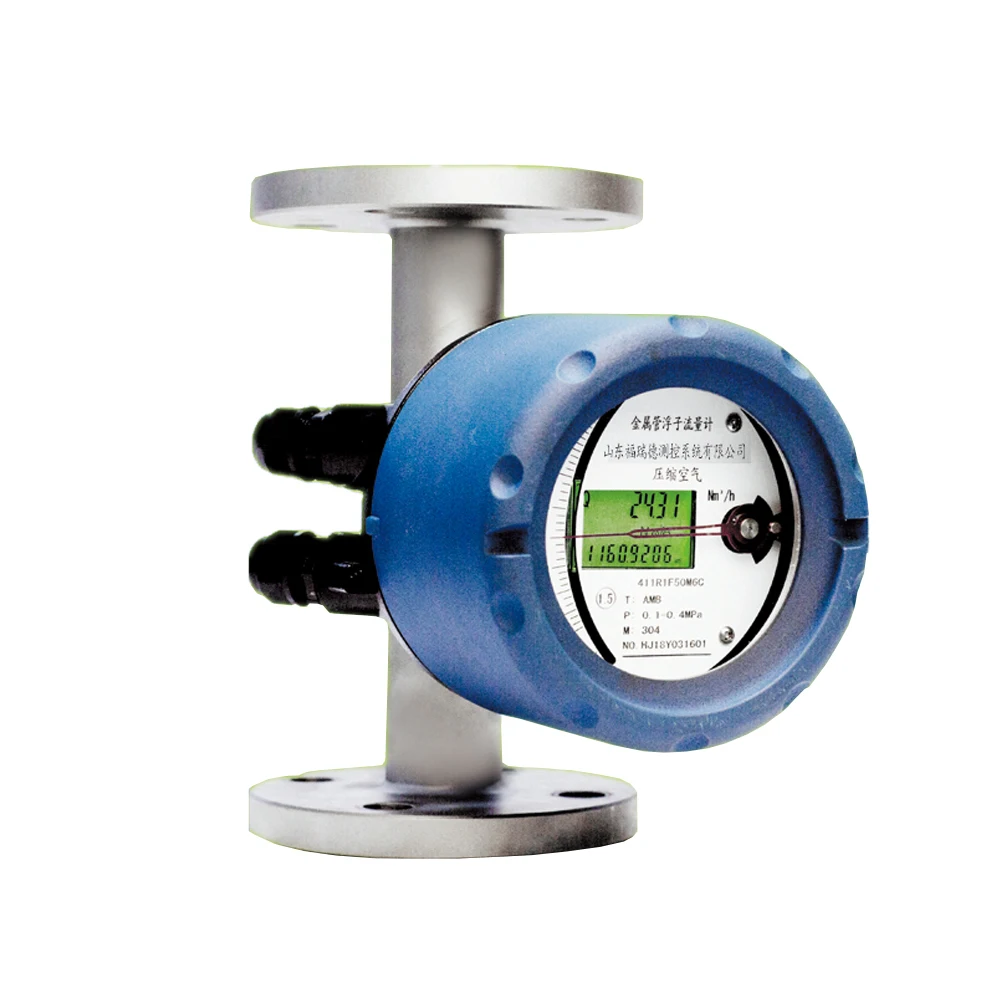 Vertical metal tube float flowmeter for liquid and gas