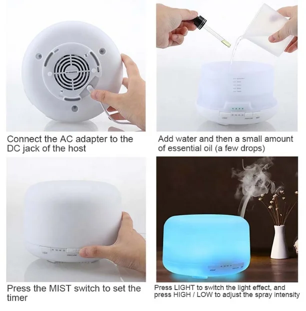 OEM 1000ML Air Humidifier ultrasonic machine With Remote control LED night light essential oil diffuser