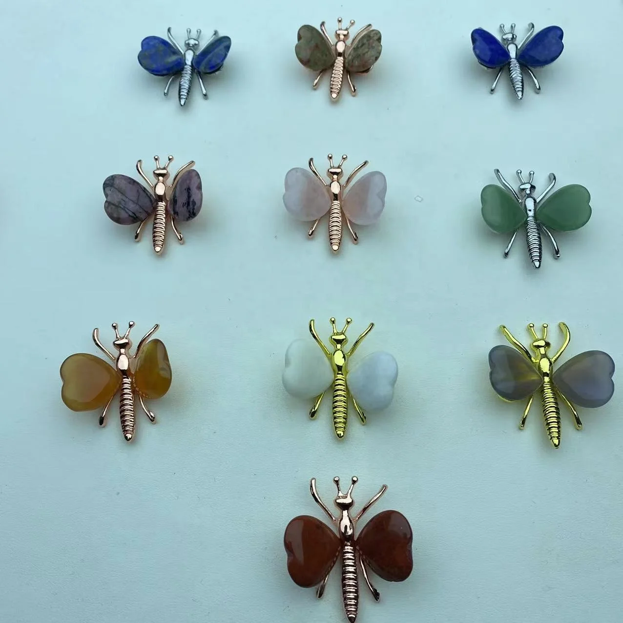 1.5 inch Natural Healing Gemstone Crystal Heart Butterfly Model Carving Crafts Crystal Butterfly For Home Decoration