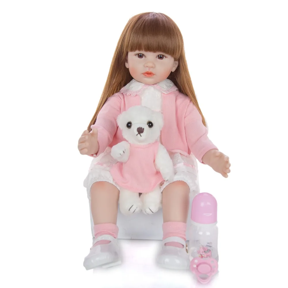 Keiumi Детские куклы реборн реалистичные 60 см Новинка, ручная работа, мягкие виниловый тканевый фон для фотостудии тела принцесса длинные волосы куклы девушки на день ребенка, подарок для детей на день рождения