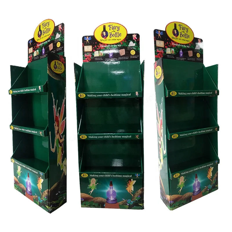 Custom Printed POP Paper Floor Display Retail Supermarket Cardboard Floor Standing Display Shelf