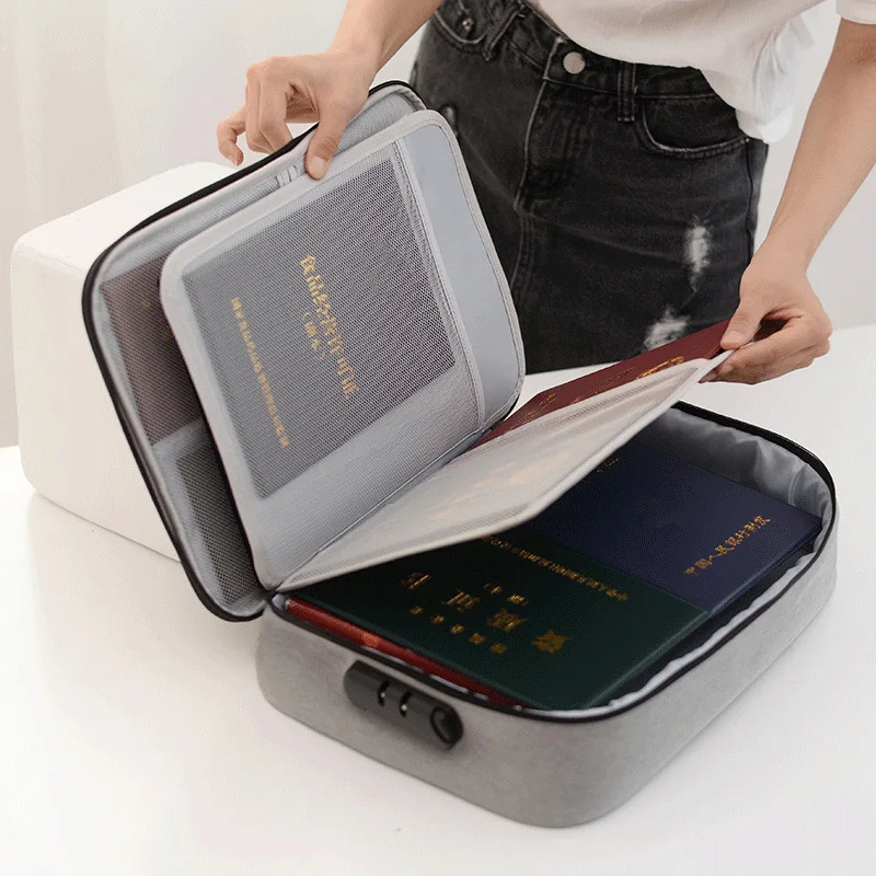 Customized document storage bag, portable travel, multi-layer passport bag, hand-held, large-capacity storage box wholesale