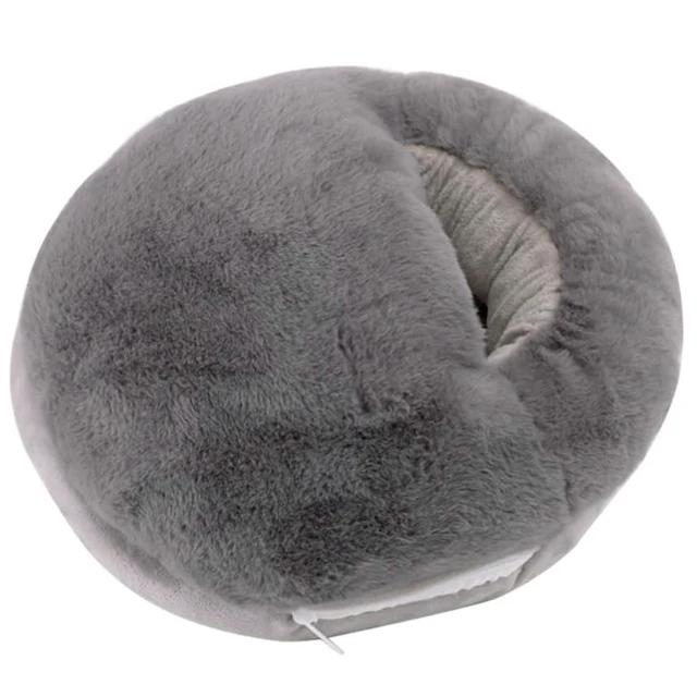 Round design long plush Electric Heated Foot Warmer with Massage