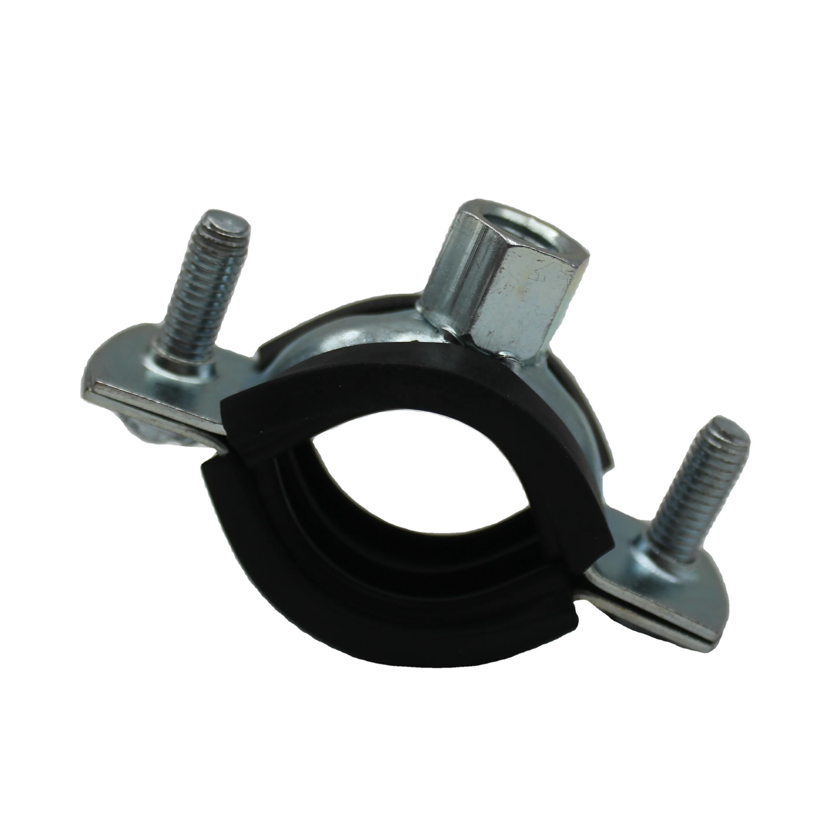 2 Bolts Pipe Clamp with  rubber saddle pipe clamp metal steel stamping parts hardware fittings
