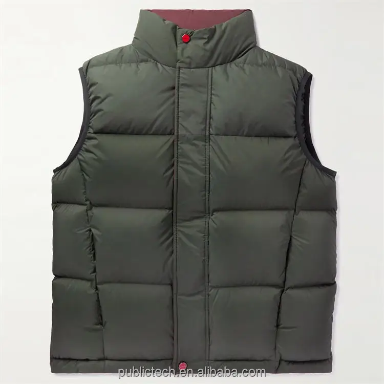 OEM Custom Funnel Neck Windbreaker Bubble Padded Puffer Down Vest For Men