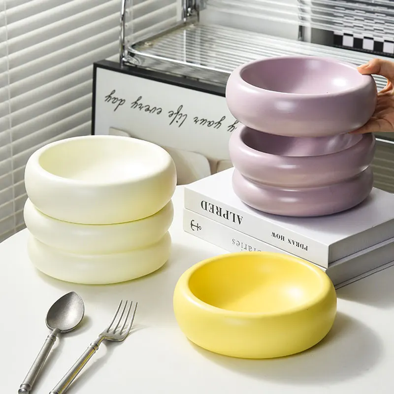 2024 Новое поступление креативная керамическая тарелка в стиле пончика для салата закуски десерт фарфоровая миска цвет Моранди корейский ювелирный поднос