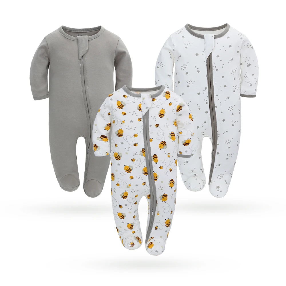 High Quality newborn Clothing  baby rompers with zipper 100% cotton long sleeve baby pajamas leg covered  baby clothes