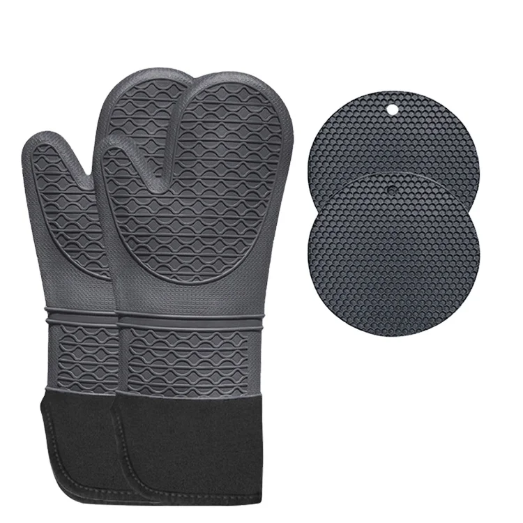 Kitchen Multifunction Extra Long Professional Heat Resistant Pot Holders Flexible Oven Gloves Silicone Oven Mitt