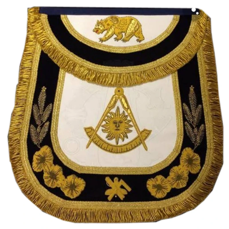 Masonic Past Master Blue Silk Border Apron
