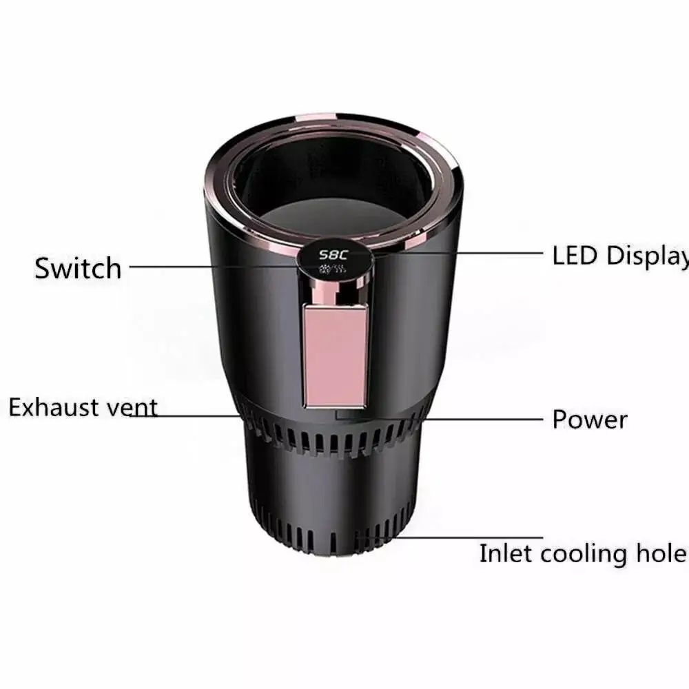 Portable 2-in-1 Smart 12V Car Cup Warmer Cooler Mug Holder Tumbler Drinks Cans