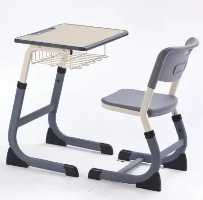 Adjustable Height School Furniture Injection Molding Wooden Table Top Chairs Training Tables Different Ages Heights Single Desks