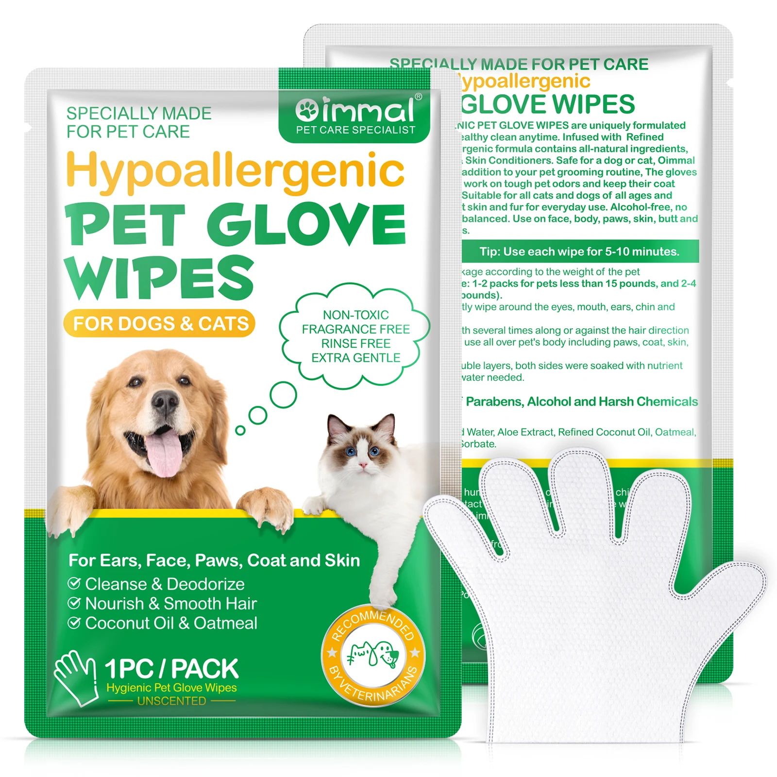 OIMMAI disposable cats dogs aloe vera travel customize private label non toxic pet wipes gloves,eye pet wet wipes