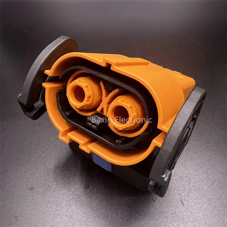 ST524000 Orange color High voltage high amps 8mm two core straight new energy vehicle plug