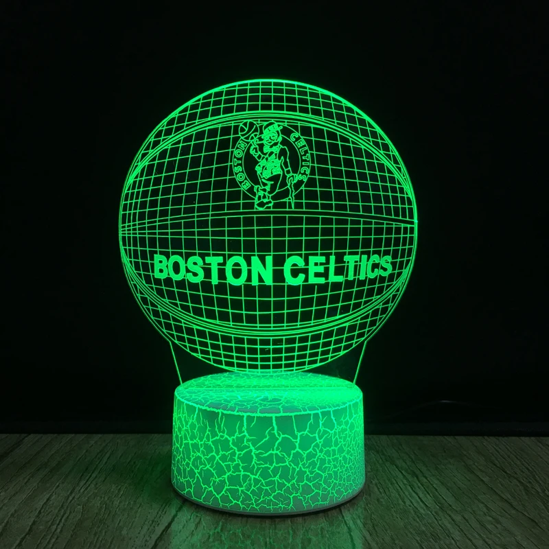 Basketball Shape 3D Optical Illusion Lamp Smart 7 Colors Celtics Fans LED Night Light Table Lamp