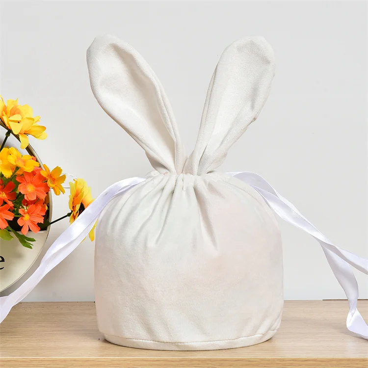 9 Colors Velvet Easter Bunny Bag Hot Selling Monogram Easter Gift Bag Blank Sublimation Bag for Kids Easter