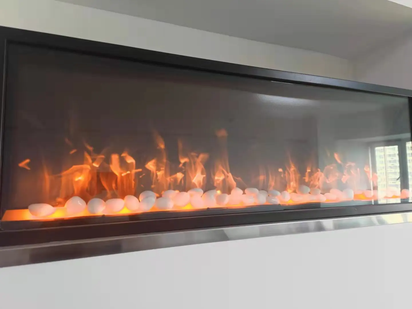 Insert heater deco flame  modern electric fireplace heater with stones decoration 100*15*35cm