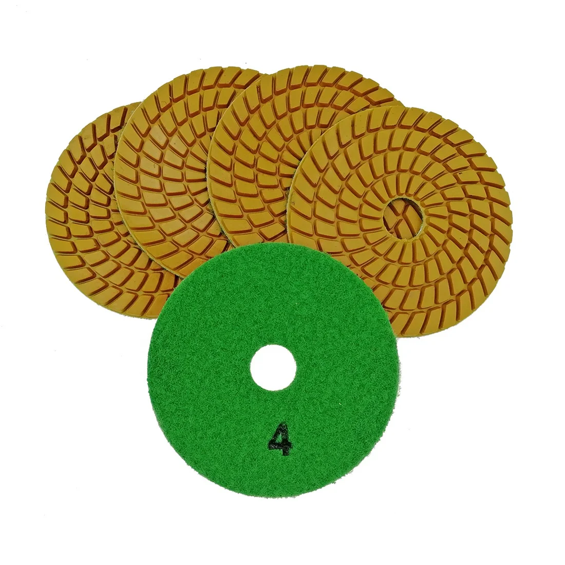4 inch/100mm 5 Steps Diamond Flexible Wet Polishing Pad Polishing Disc Abrasive Tool for Granite Marble Stone Quartz