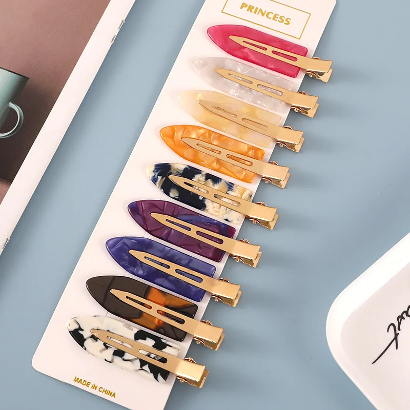 Korean Fancy Hairpins Luxury Gold Metal No Bend Acetate Hair Clip Designers Custom Women Hair Accessories Clips Set for Girls