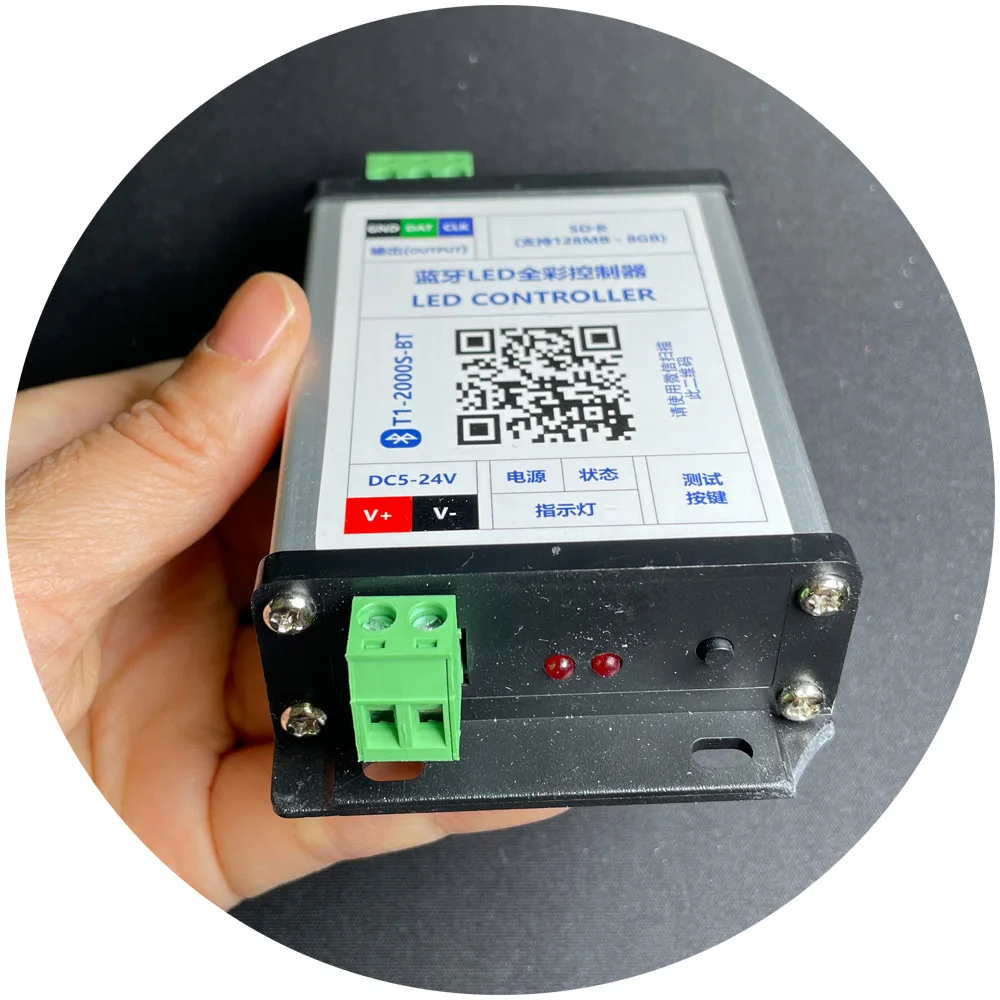 SPI T1-2000S-BT адресация программирования SD карты DC5V DC12V DC24V magic RGB пиксель светодиодный контроллер для 1903 2811