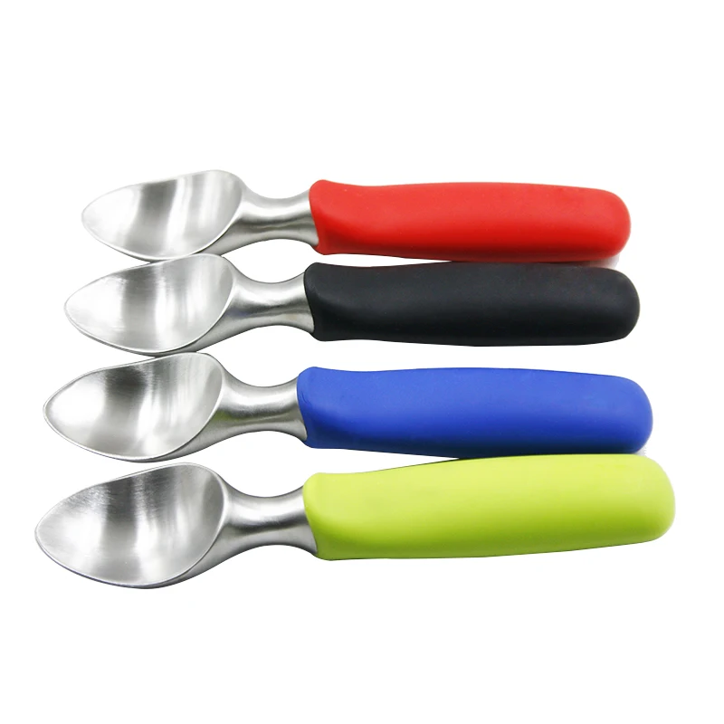 Premium Non-slip Rubber Grip Solid Stainless Steel Ice Cream Scoop