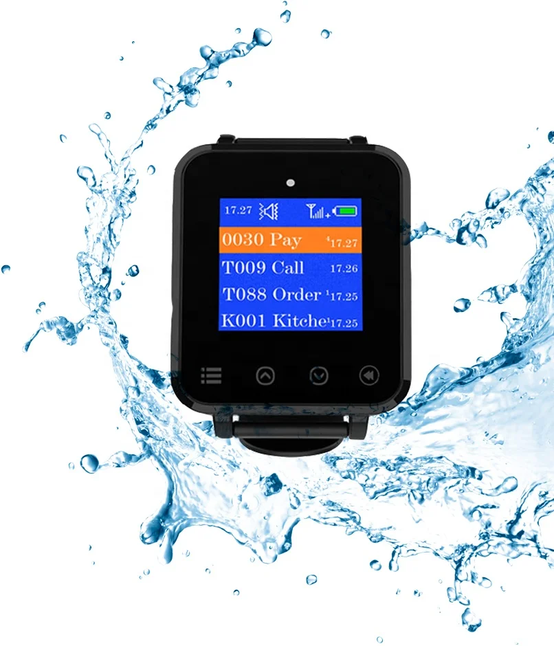 Spanish language touch screen watch pager waiter call button restaurant pager wireless waiter calling system