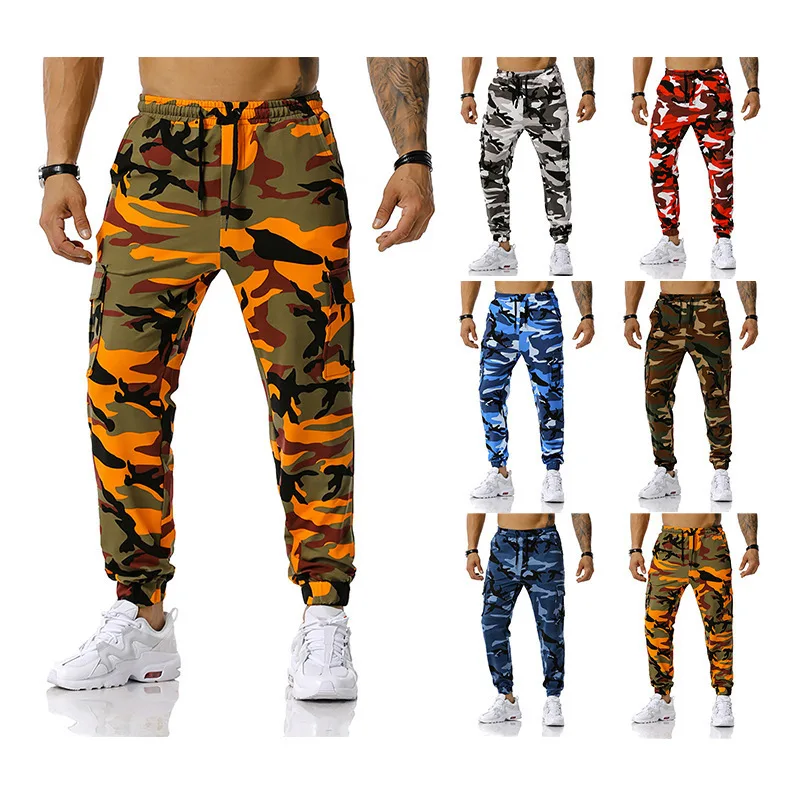High Quality Mens Green Tree Camo Patten Side Zipper On Bottom Track Pants Camouflage Hunting Cargo Pants Hip Hop Pant For Man