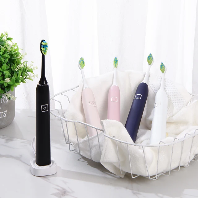 
Wholesale Adult vibrator Sonic Electric Black Toothbrush With Brush holder head 