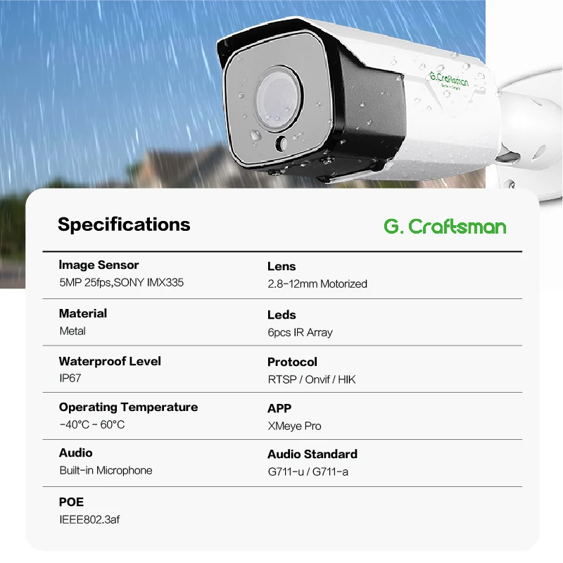 GX-B2VI-M6S 5MP Sony POE 2 8-12 мм моторизованный зум Автофокус веб-камера безопасности с низким освещением NETIP XMEYE