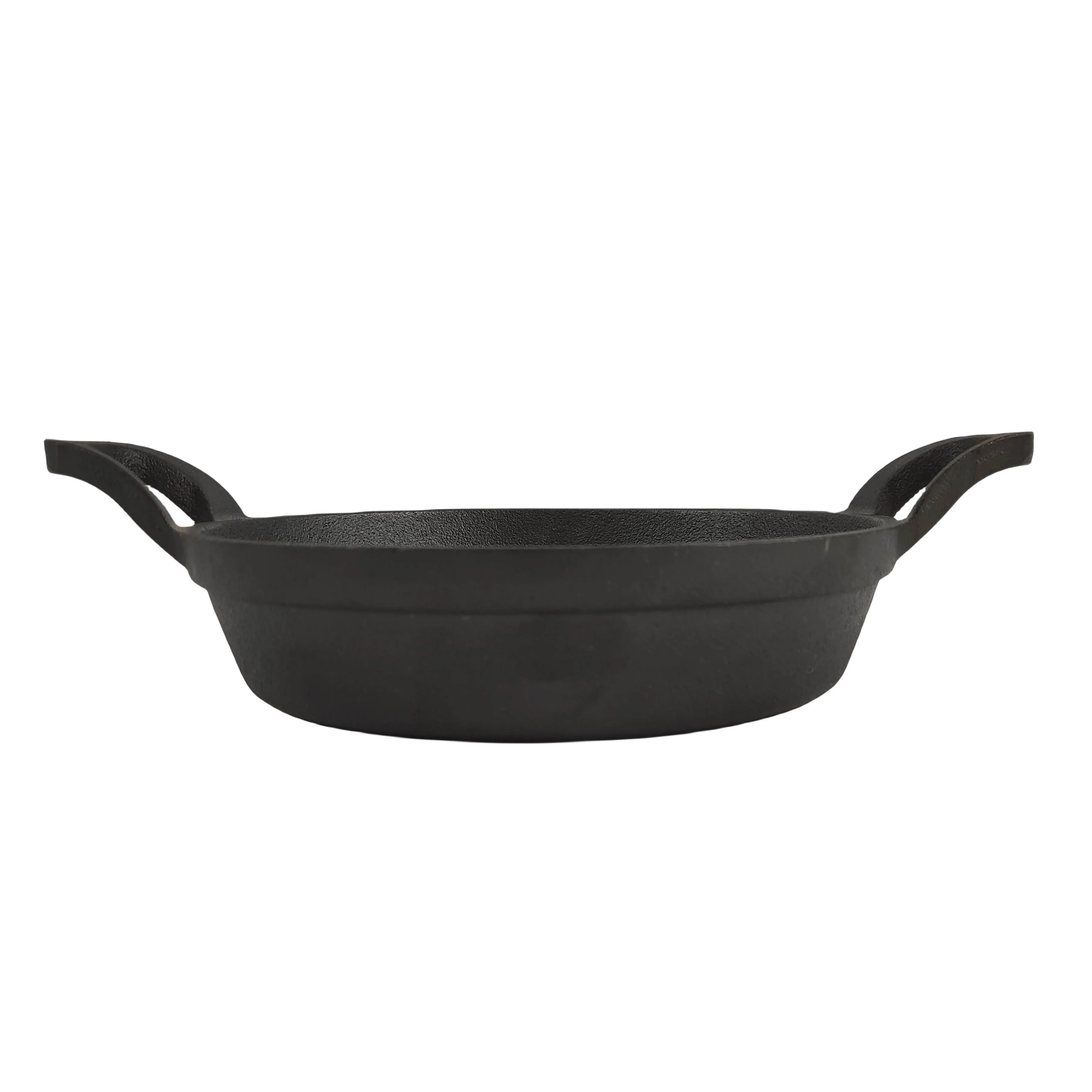 Factory Wholesale Cookware Non-Stick Sizzle Steak Plate Black Oval Cast Iron Mini Skillet Frying Pan With Two Handles