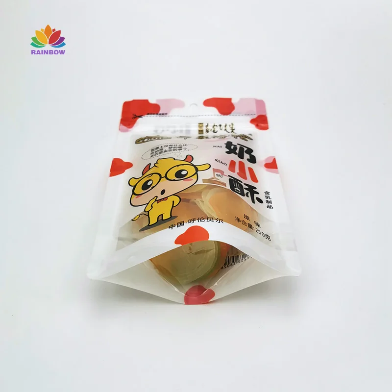 
Dried mango frosted zip lock plastic bag packaging for gummy candy food 