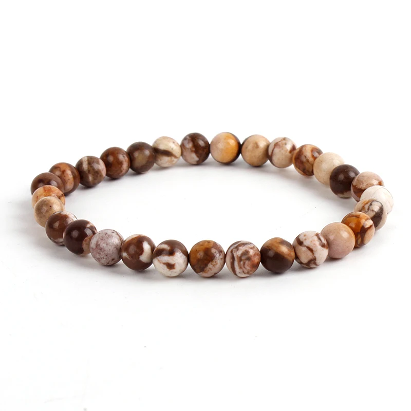 6mm 7.5 inches Natural Gem stone Round Healing Crystal Smooth Stone Bead Stretch Bracelet