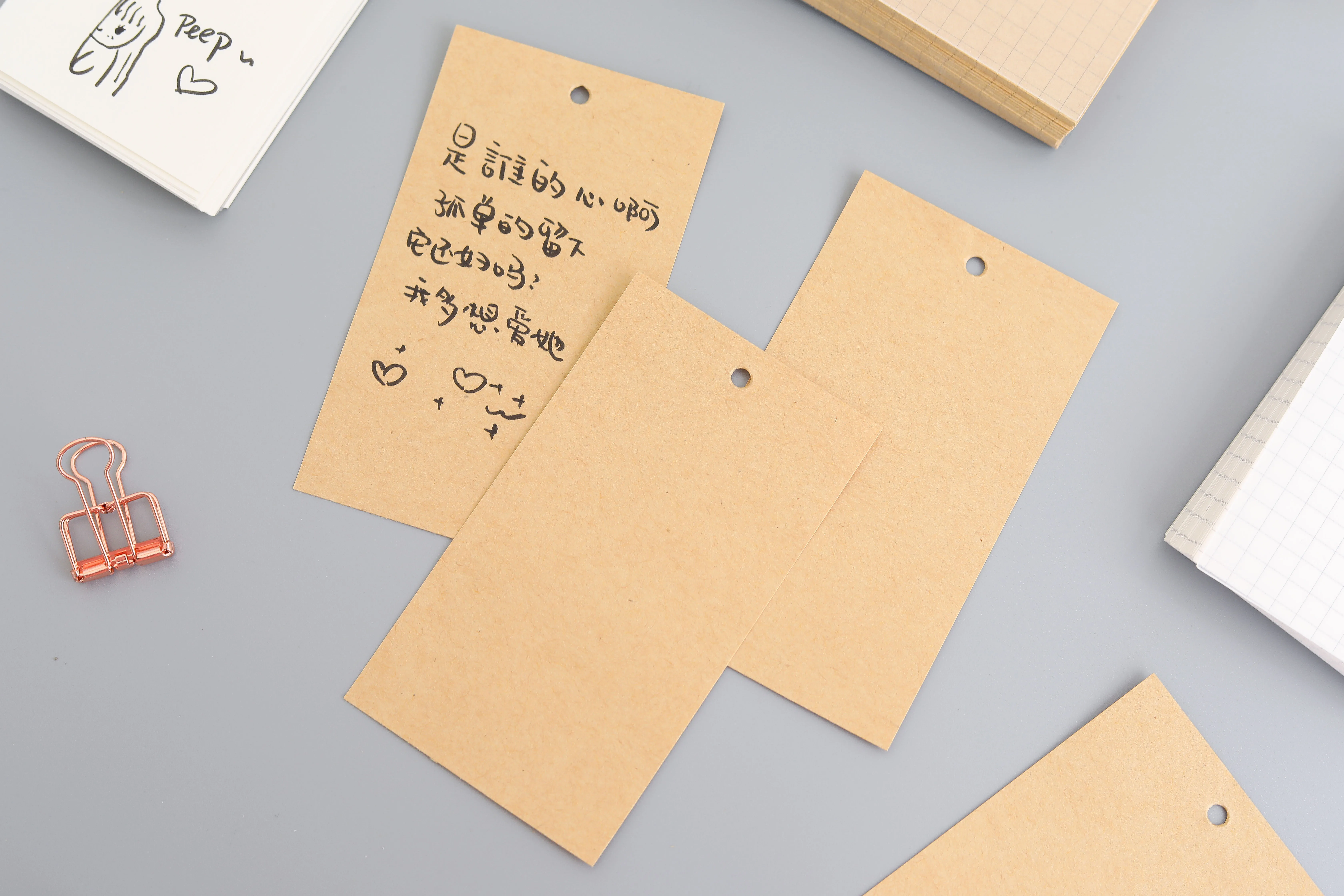 Wholesale PP Cover Kraft Paper Loose Leaf Clasp Mini Notebooks Grid Blank Pocket Memo With Metal Ring