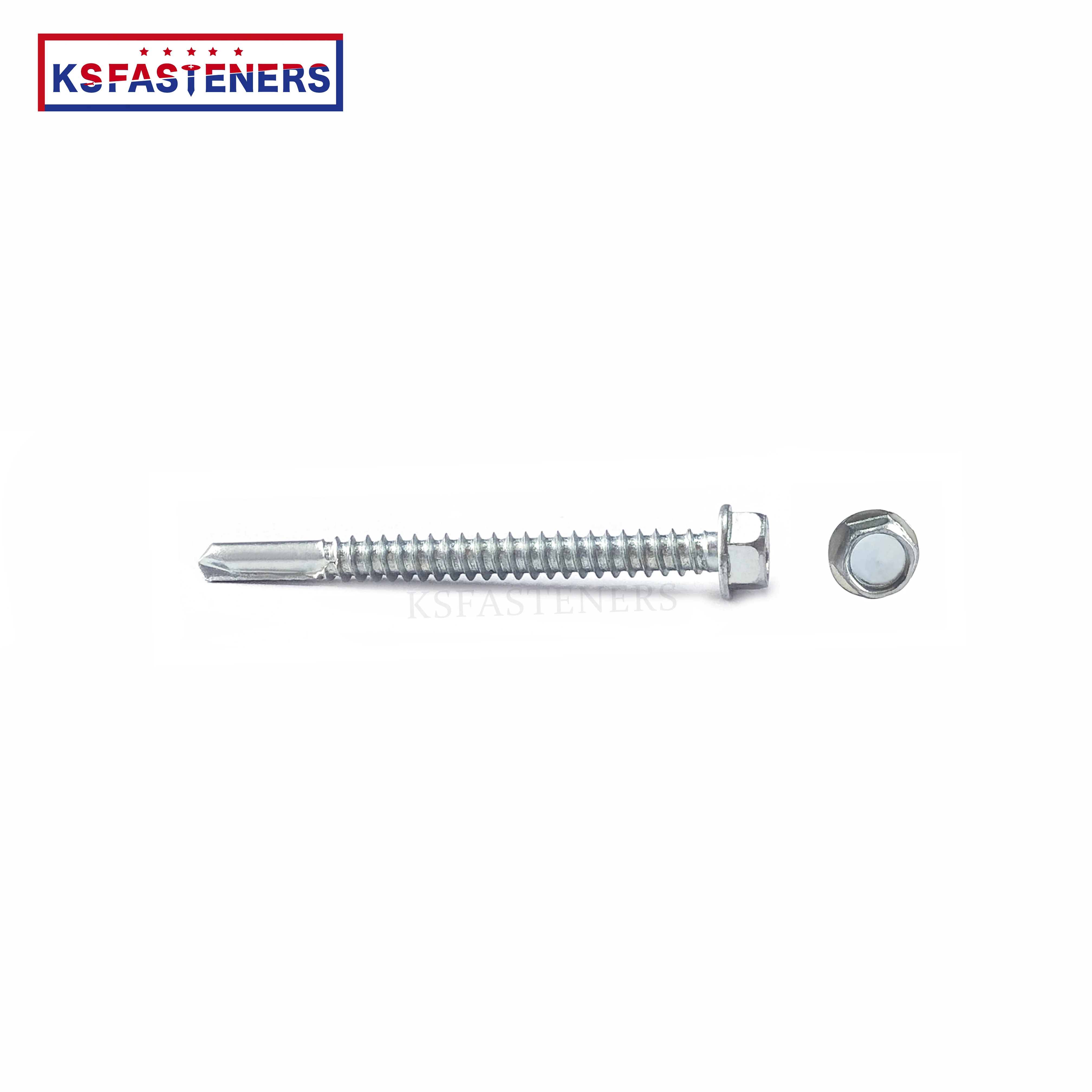 China Manufacturer Galvanized DIN7504K Hex Washer Head Self Drilling Screw With Long Drill Fasteners Metal Screws