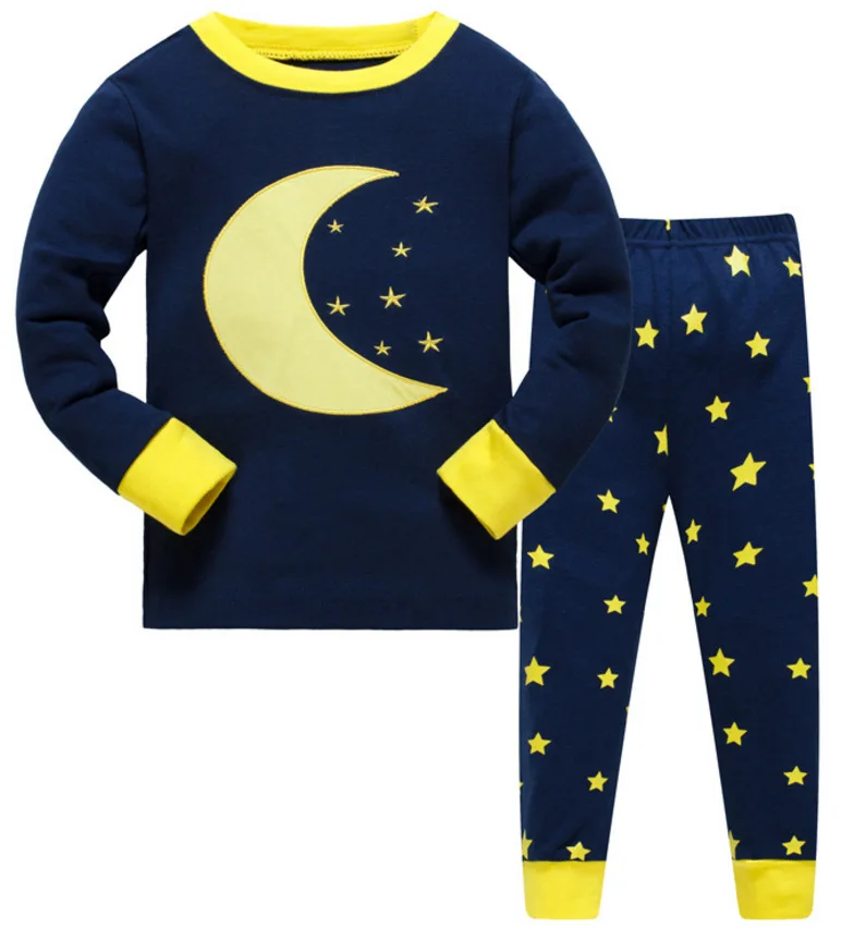 100% Cotton New Design Sleeping Clothes Moon Cartoon Pyjamas Kids Pajamas Sleepwear 2 Pcs Girl Boy Kids Two Piece Pajamas Set