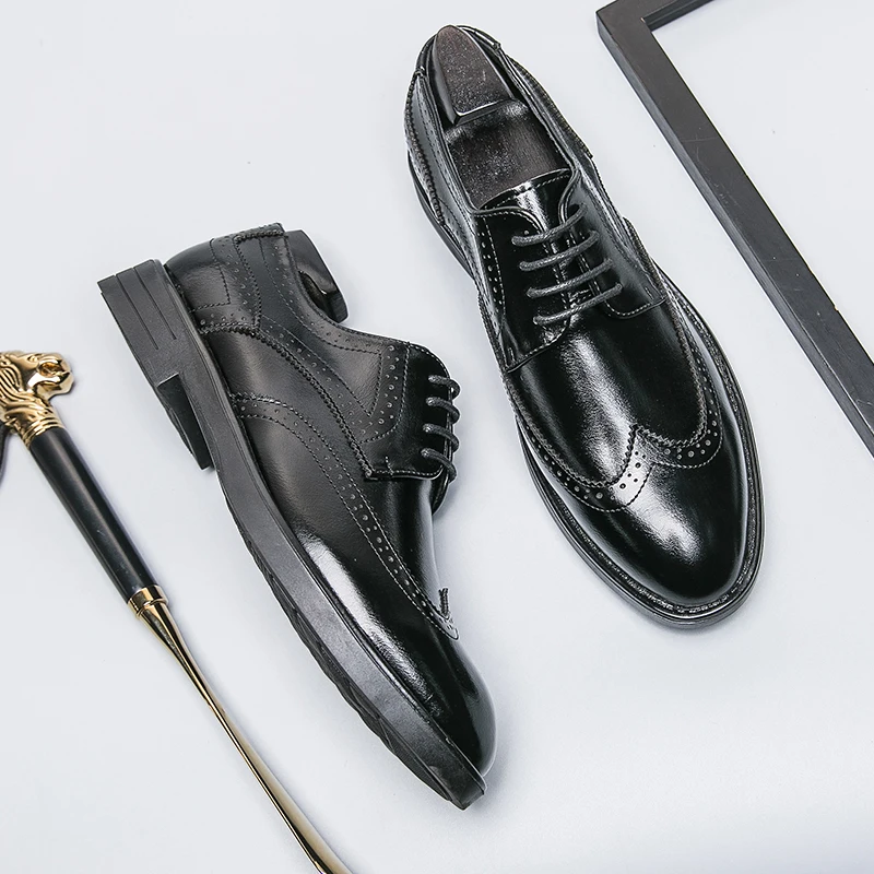 W0026 good quality men lace up wedding leather dress shoes