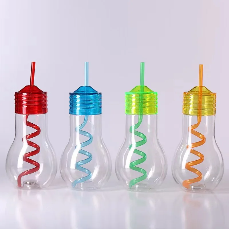 Luminous plastic cup juice drink milk tea coffee cold drink straw bottle party luminous  cup