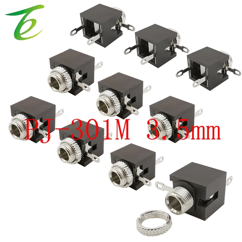 10 шт. PJ-301M 3,5 мм Женский аудио разъем 3 булавки DIP разъем для наушников Разъем подойдет как для повседневной носки, так канала PJ301M с гайкой