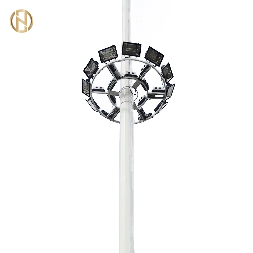 
30m Galvanized High Mast Lighting Steel Pole with Lowering/Raising Mechanism 