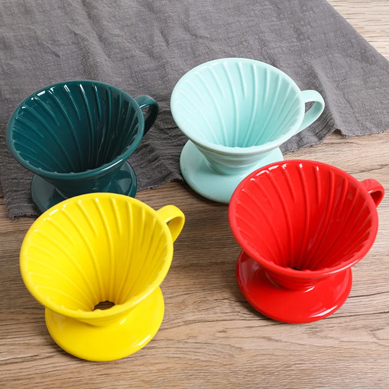 3-4 Cup Ceramic Pour over Coffee Maker Accessories Vintage Design Style Glass Coffee Dripper Filter for Brewing Coffee