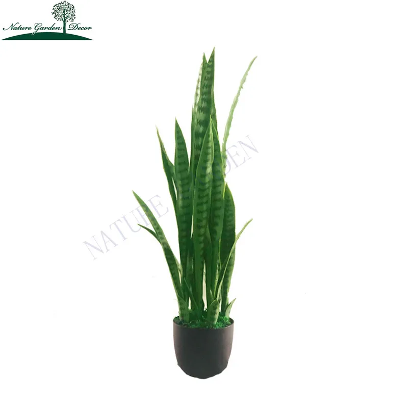 New Arrival Fake Green Plants Desktop Faux Sansevieria for Sale Plastic Artificial Office Plants