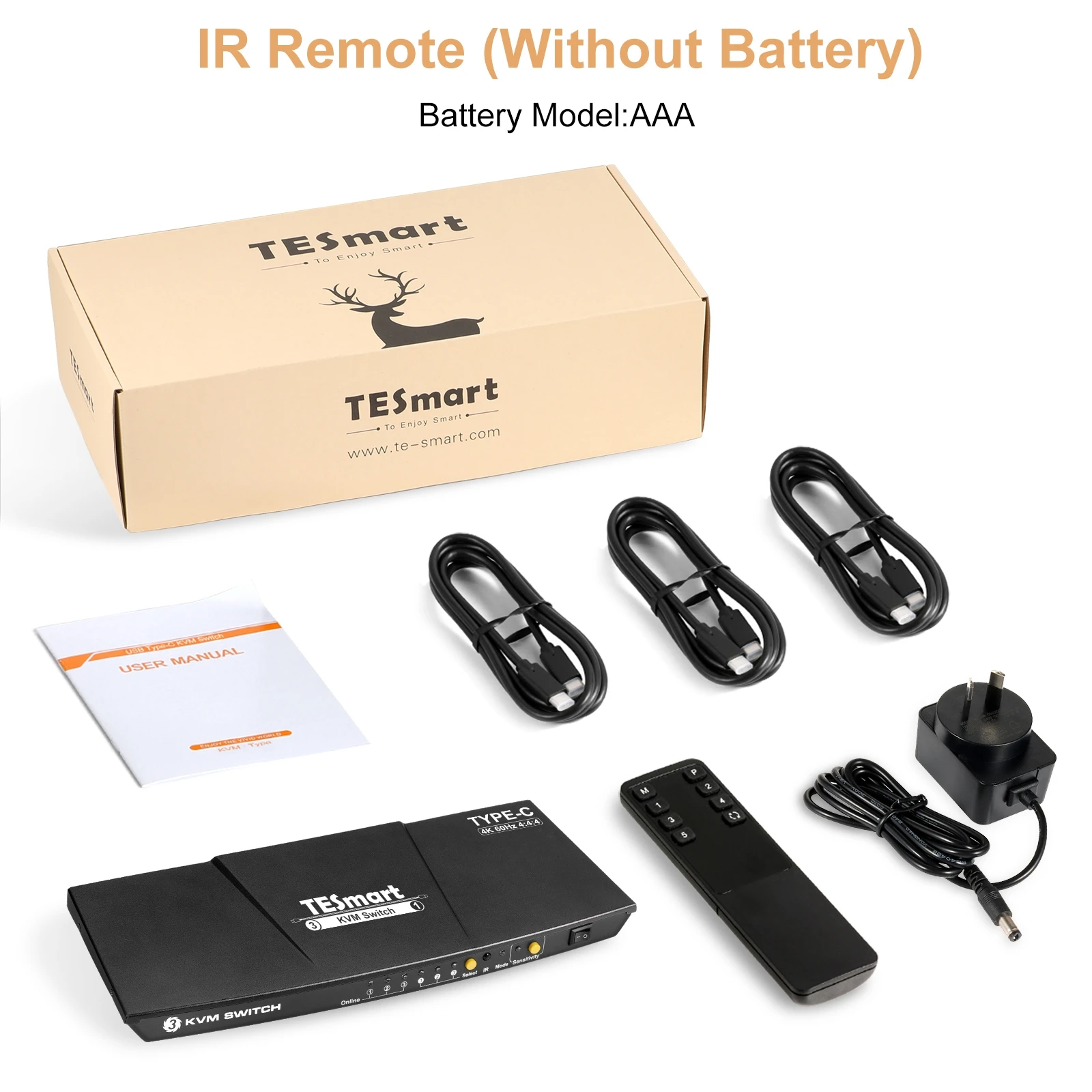 TTesmart OEM ODM input 3 USB-C output 1 HDMI KVM Switch EDID HDCP 2.2 HDR 4K60Hz KVM Switch